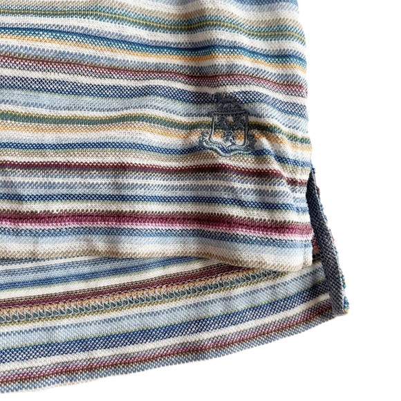ROBERT TALBOTT Men's Polo Shirt Multi Color Stripes Cotton/Linen Lightweight XL - Picture 3 of 9